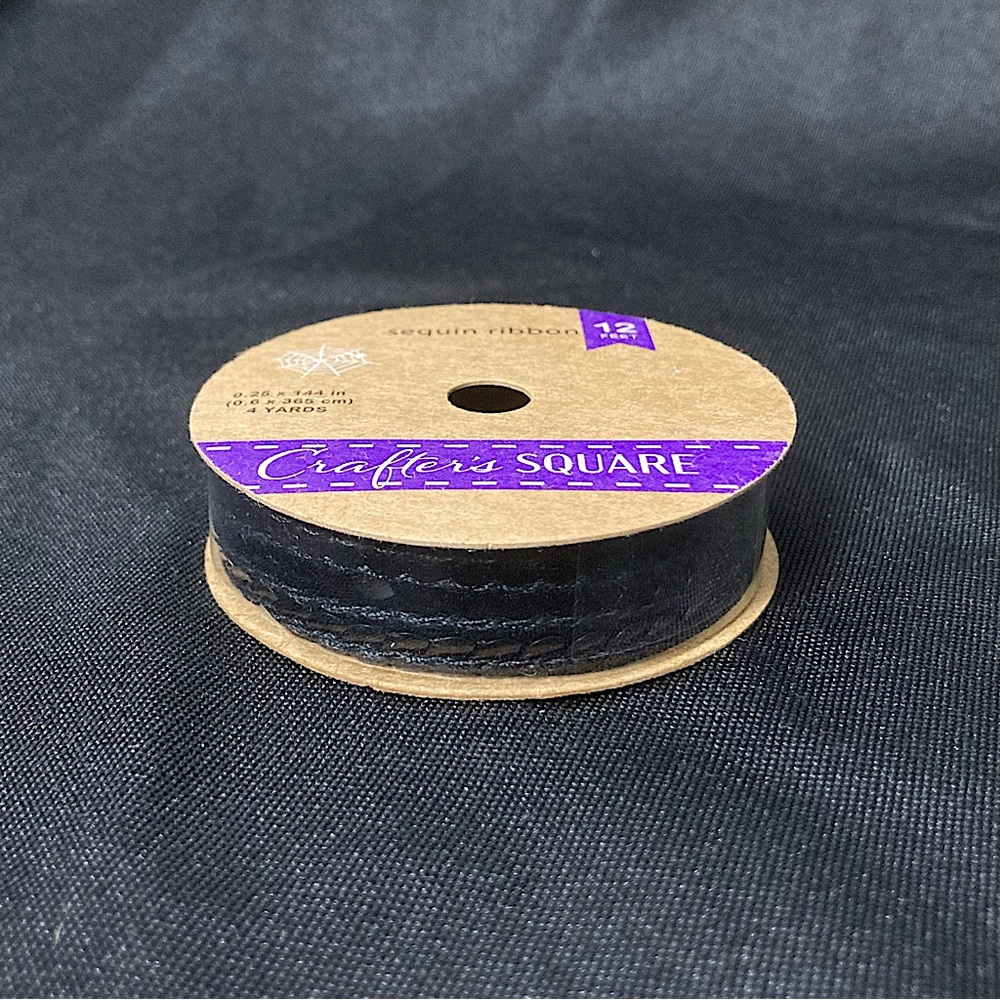 ⭐️ Crafter’s Square Black Sequin Ribbon 0.25” x 144”